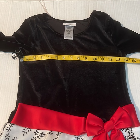 ♻️ Bonnie Jean Black White Red Floral Formal Holiday Dress size 14 - Picture 5 of 6